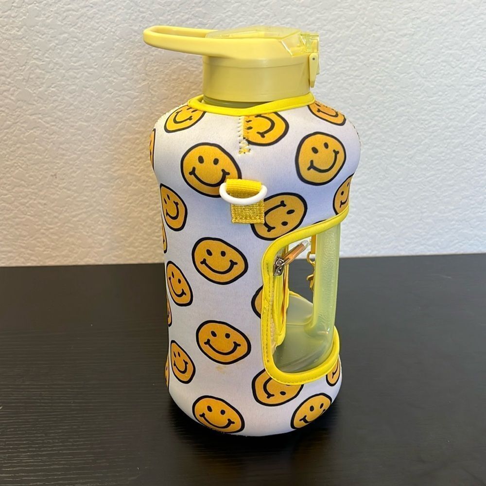 Smiley Face Insulated 1/2 Gallon Water Bottle with Shoulder Strap